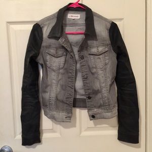 J brand grey black jeans waxed jacket